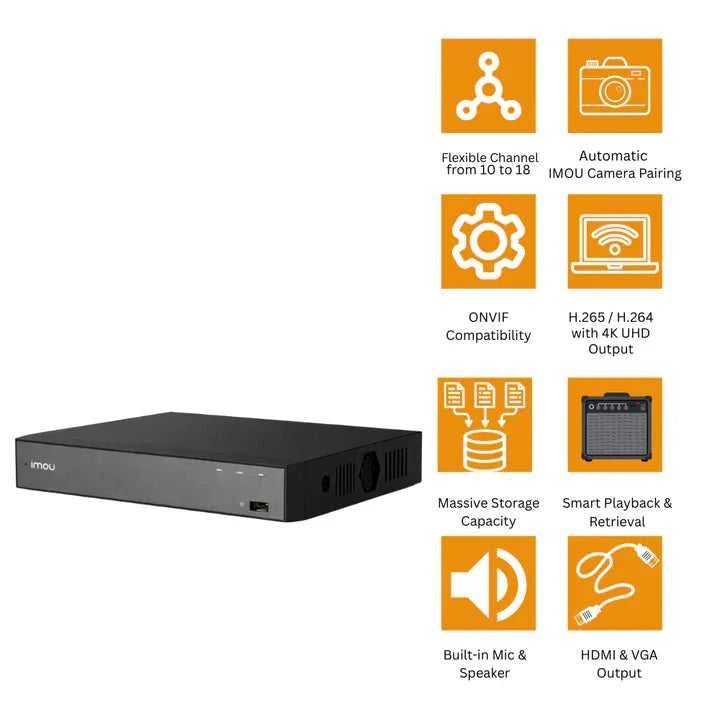 Imou NVR-N118-8A0E-IMOU - NVR recorder for IMOU cameras, LAN cable, 18CH video…