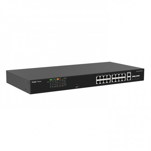 Ruijie Reyee RG-ES118FGS-LP 16-Port 10/100 Mbps Unmanaged PoE/PoE+ Switch with 2 Gigabit RJ45/SFP Combo Ports
