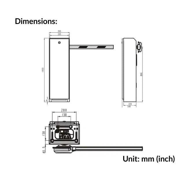 HIKVISION DS-TMG4B0-LA(4m) 4 Series Straight-Arm AC Barrier Gate, 4m