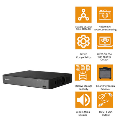 Imou NVR-N118-8A0E-IMOU - NVR recorder for IMOU cameras, LAN cable, 18CH video…