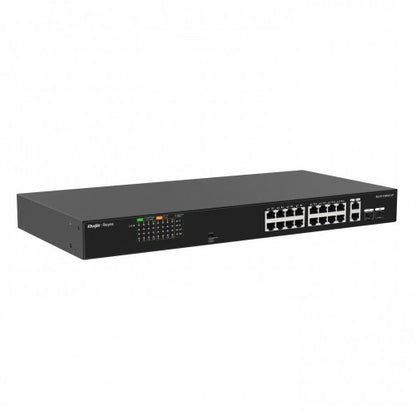 Ruijie Reyee RG-ES118FGS-LP 16-Port 10/100 Mbps Unmanaged PoE/PoE+ Switch with 2 Gigabit RJ45/SFP Combo Ports