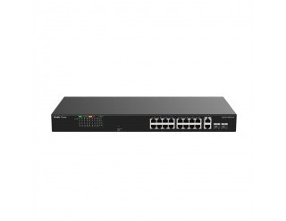 Ruijie Reyee RG-ES118FGS-LP 16-Port 10/100 Mbps Unmanaged PoE/PoE+ Switch with 2 Gigabit RJ45/SFP Combo Ports