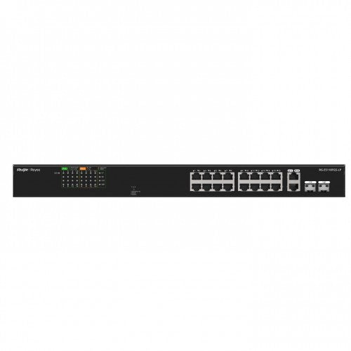 Ruijie Reyee RG-ES118FGS-LP 16-Port 10/100 Mbps Unmanaged PoE/PoE+ Switch with 2 Gigabit RJ45/SFP Combo Ports